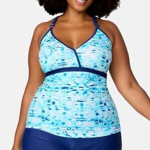 Free Country Plus Size Mirage Macrame Back Tankini Top- Size 3X